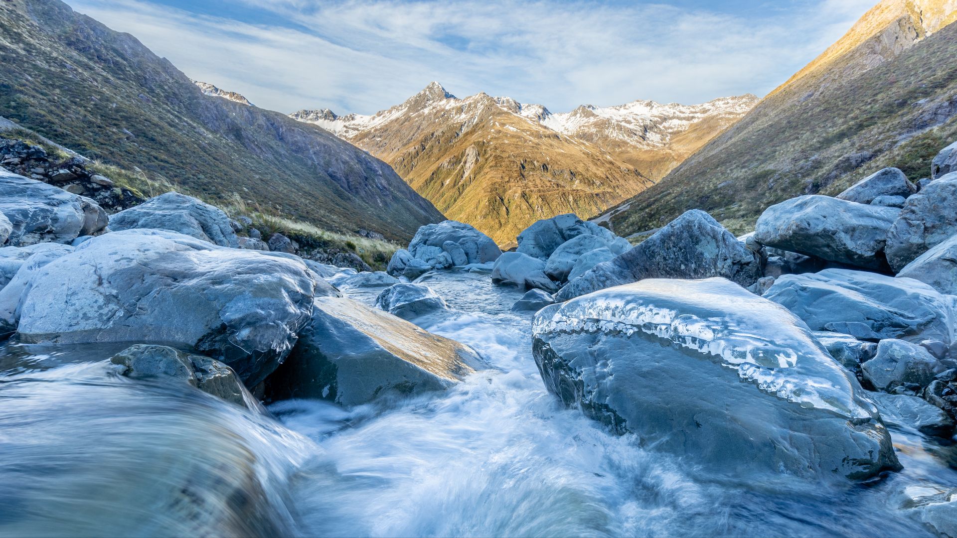 Otira River in Arthur's Pass National Park, New Zealand. The photo was taken not too far from Otira River foot-bridge