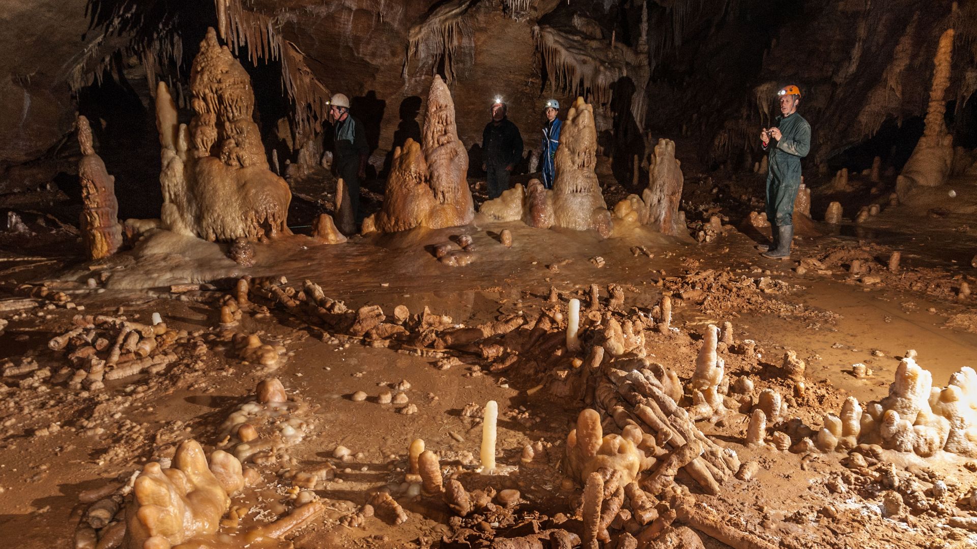 Structure aménagée par l'homme, il y a 176.500 ans, au fond de la grotte de Bruniquel, à partir de 400 stalagmites brisées et rangées.