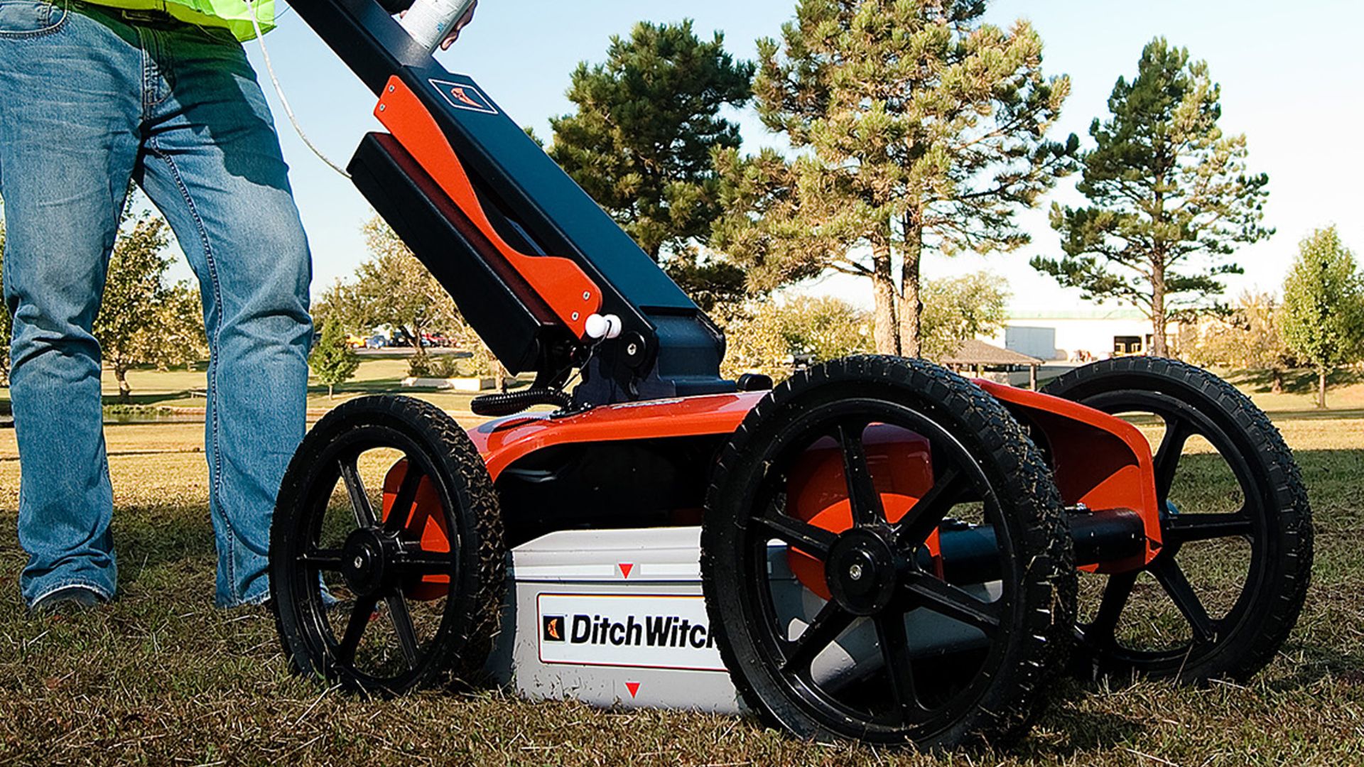 Man using a ground penetrating radar.