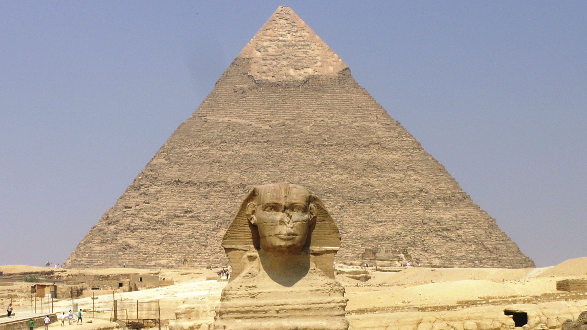 Giza Plateau - Great Sphinx with Pyramid of Khafre in background