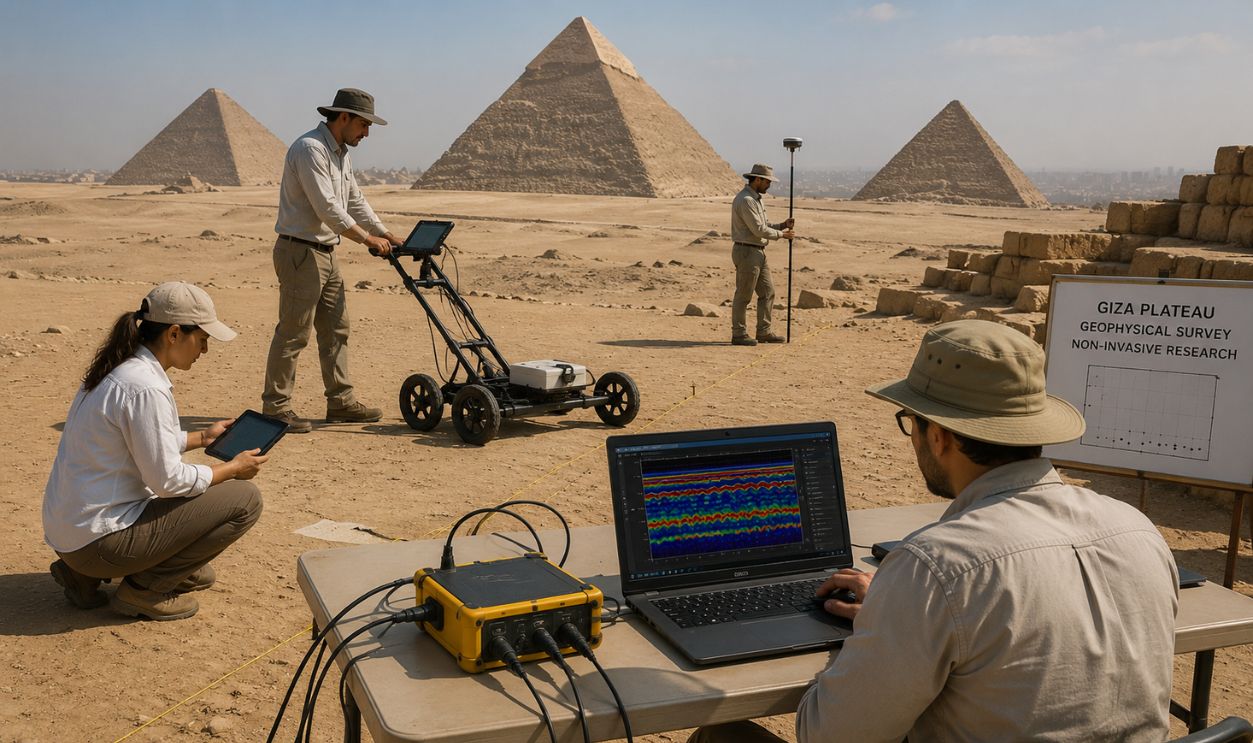 Geophysical survey at the Giza pyramids