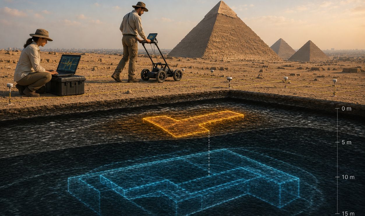 Archaeological survey at the Giza pyramids