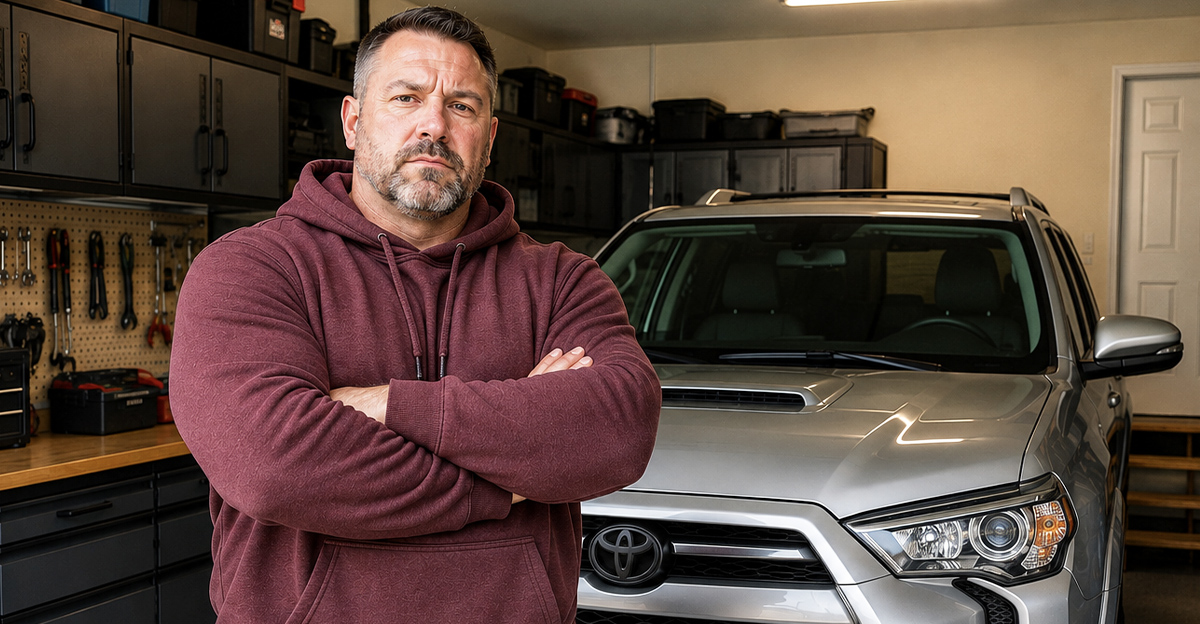 AI-generated image of a man worried about his garage renovation and city regulations.