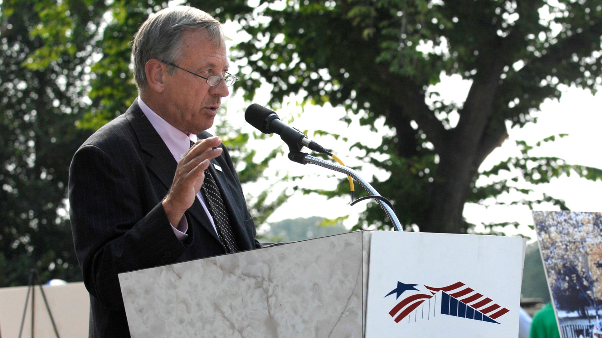 Jan Scruggs, Vietnam Veterans Memorial Fund founder and president, speaks during a rededication ceremony of the Vietnam War Memorial Three Servicemen Statue on the National Mall in Washington, D.C., July 8, 2010. The statue, created in 1984, was rededicat