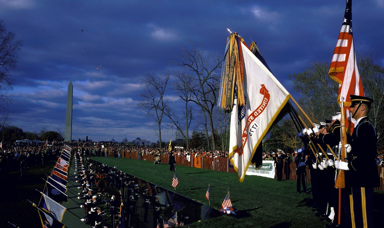 Ceremonies during the dedication of the Vietnam Memorial.
