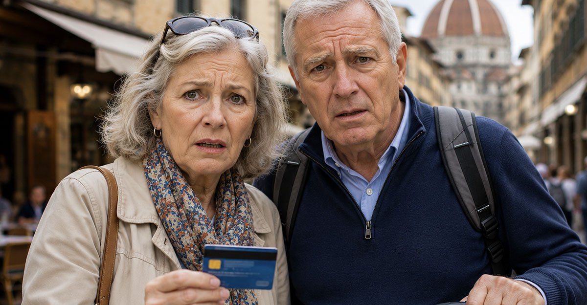 Confused elderly couple