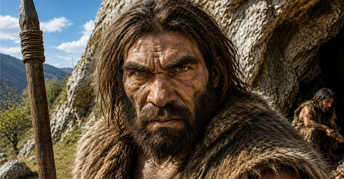 AI-generated image of a Neanderthal.