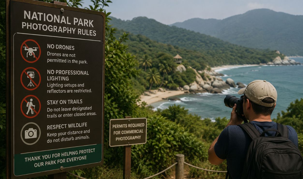 National park photography rules sign