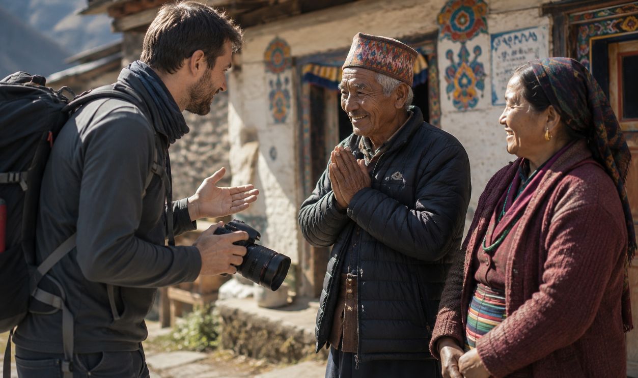 Friendly cultural exchange in the village