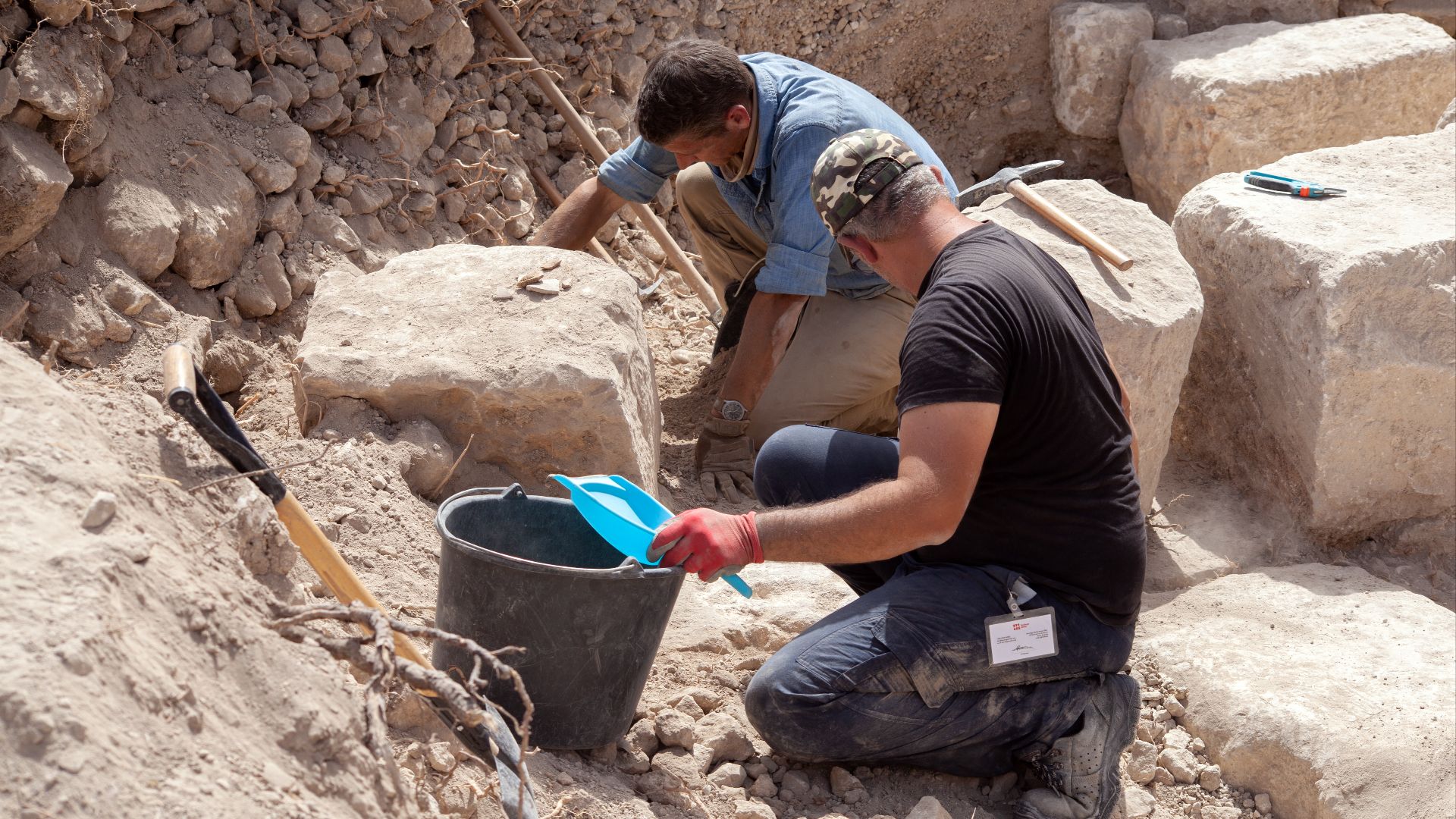 Close up of Archaeological Excavation works at the Roman Villa Area Rabat Malta 26
