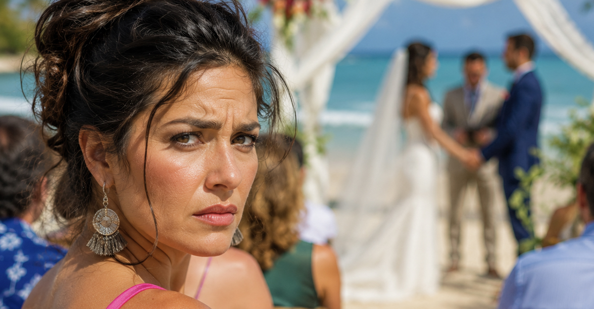 Unimpressed wedding guest at a destination wedding.
