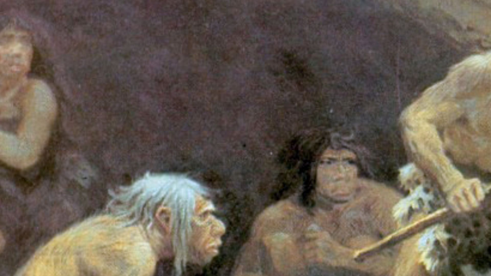 Mural of a Neanderthal family