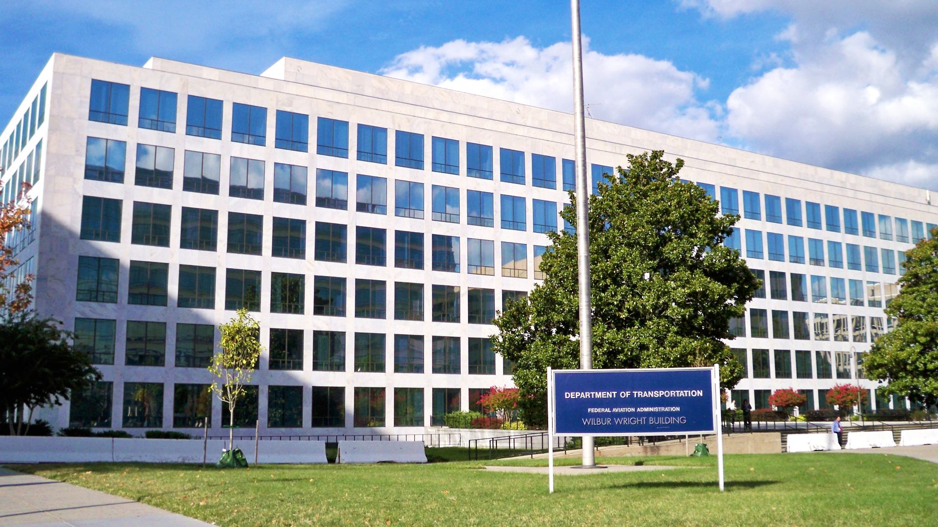 The Wilbur Wright Federal Building, also know as Federal Office Building 10B, is located at 600 Independence Avenue SW, in Washington, D.C. It is one of two buildings used as the headquarters of the Federal Aviation Administration; the other is the Orvil