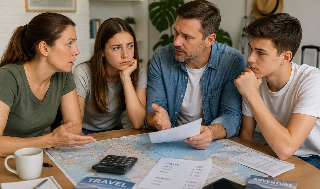 Family planning a trip together