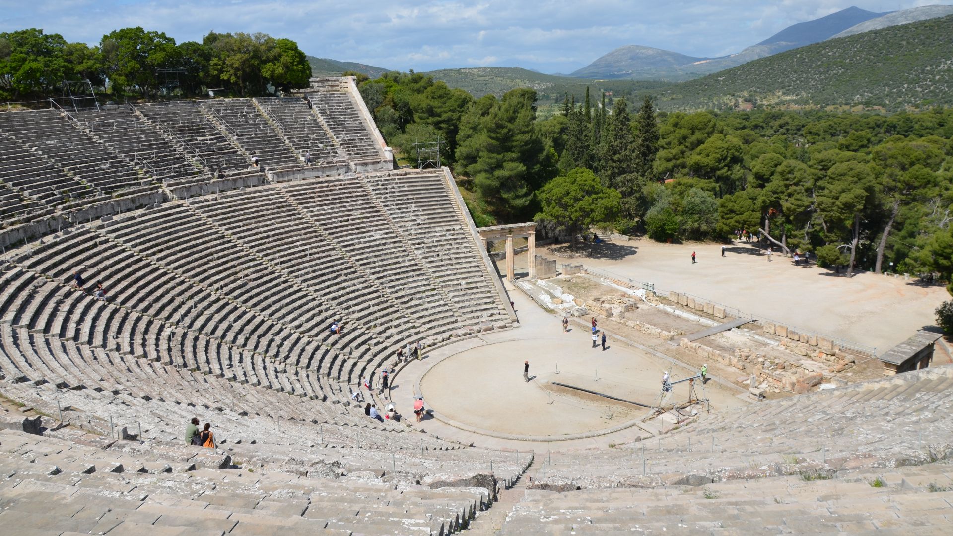 The great theater of Epidaurus, designed by Polykleitos the Younger in the 4th century BC, Sanctuary of Asklepeios at Epidaurus, Greece