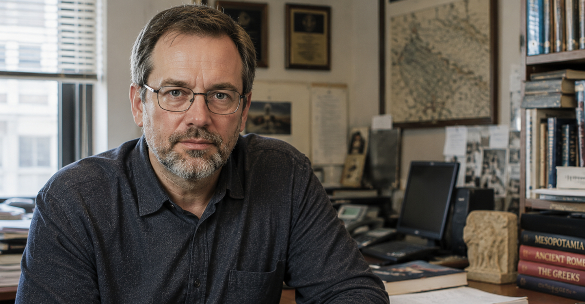 Male scientist in office