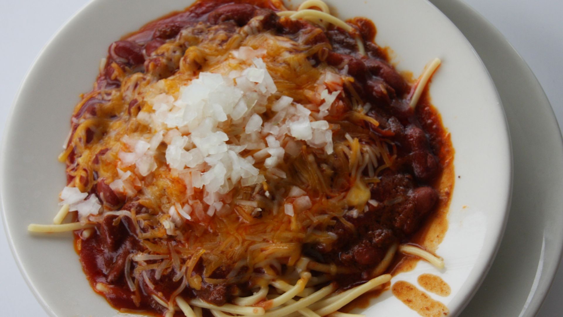 Spaghetti topped with