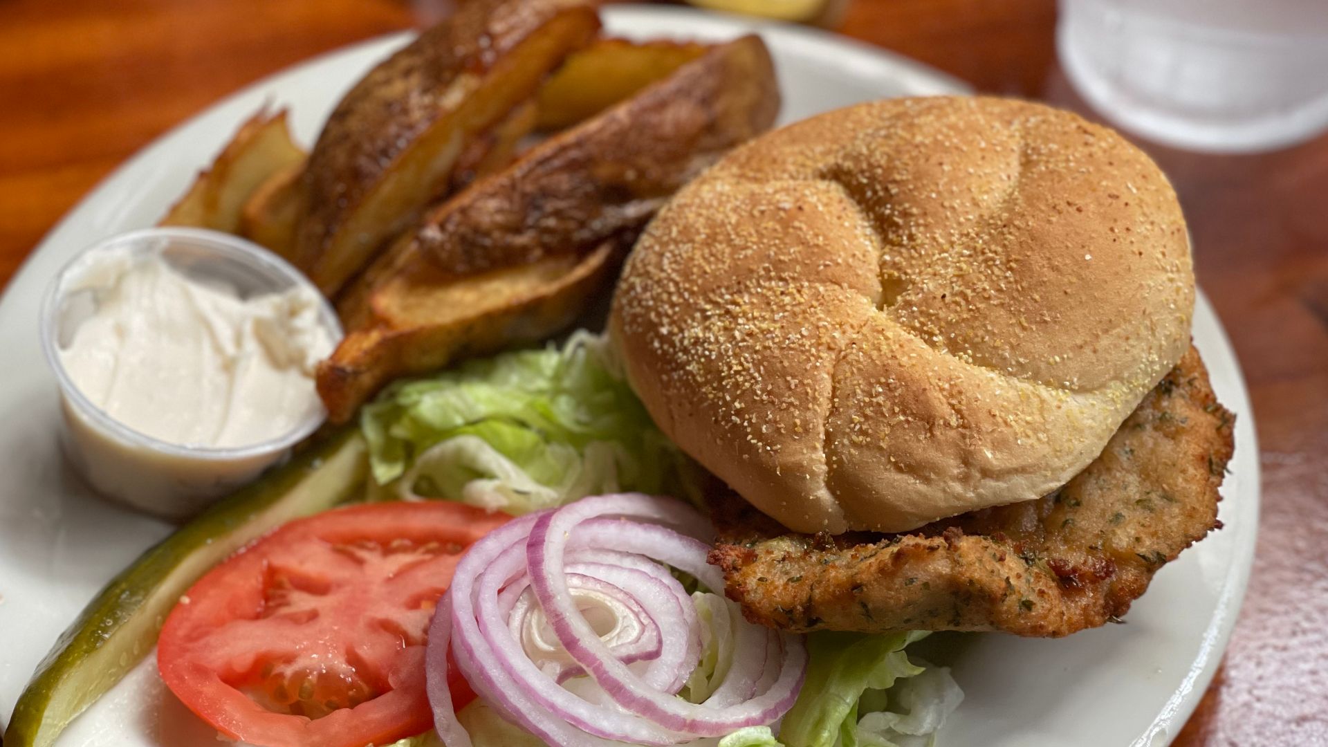 Pork tenderloin sandwich at The Rathskeller, Indianapolis, Indiana.