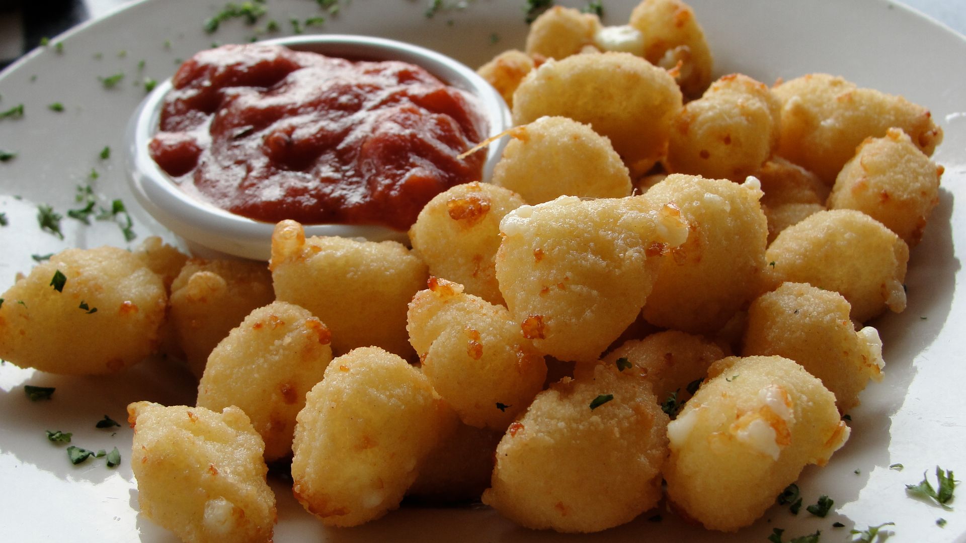 Fried Cheese Curds. Fried cheese curds, a Wisconsin delicacy., Green Bay.