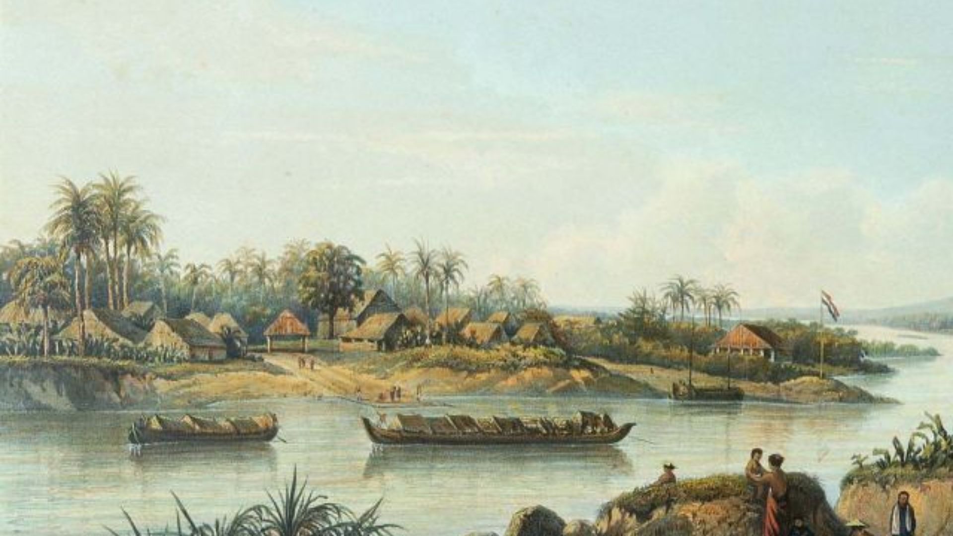 Litho. Litho naar een oorspronkelijk schilderij van A. Salm.. De rivier de Solo