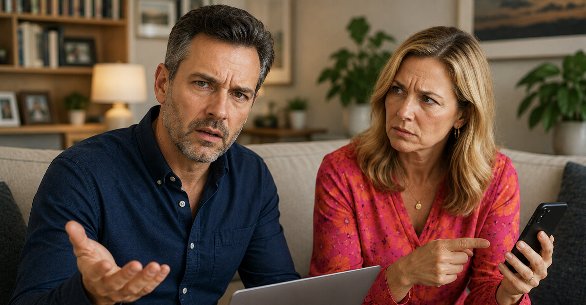 AI-generated image of a couple upset about getting very different prices on similar hotel bookings.