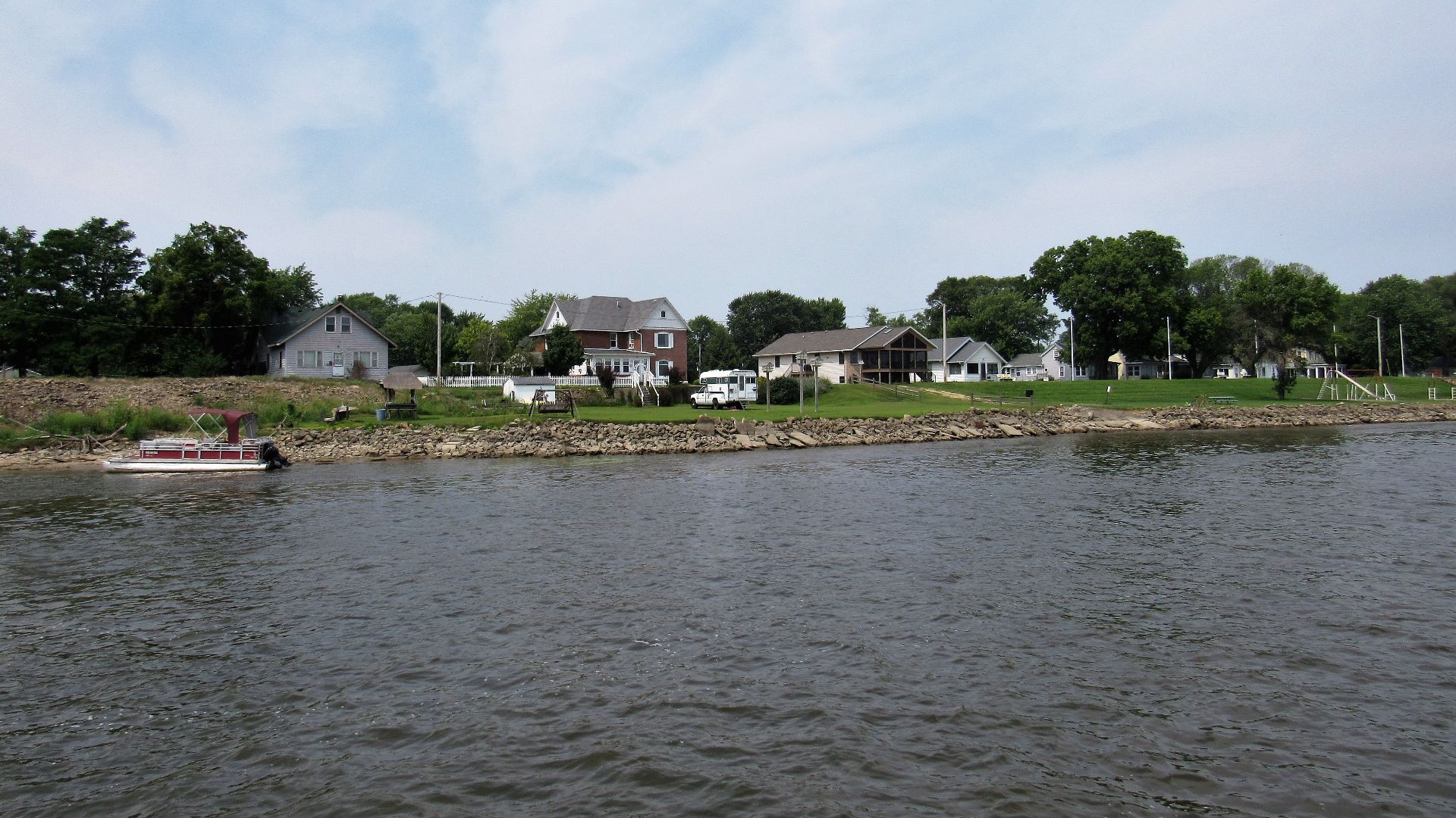 Houses in Sabula, Iowa from the Mississippi River.