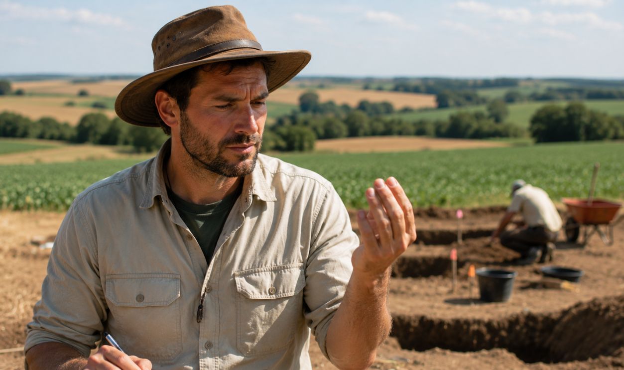 archaeologist examining a finding 