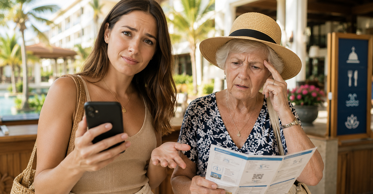 Two women at a resort