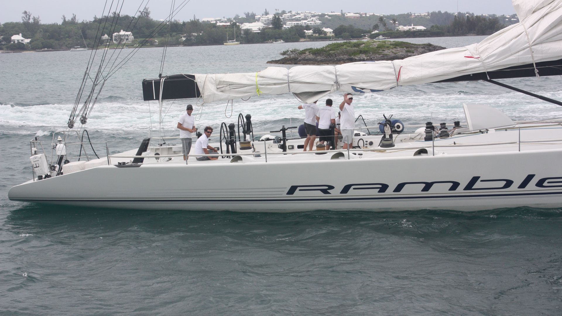 The 90-foot yacht Rambler after winning the 2012 635 nautical mile Newport-Bermuda Race
