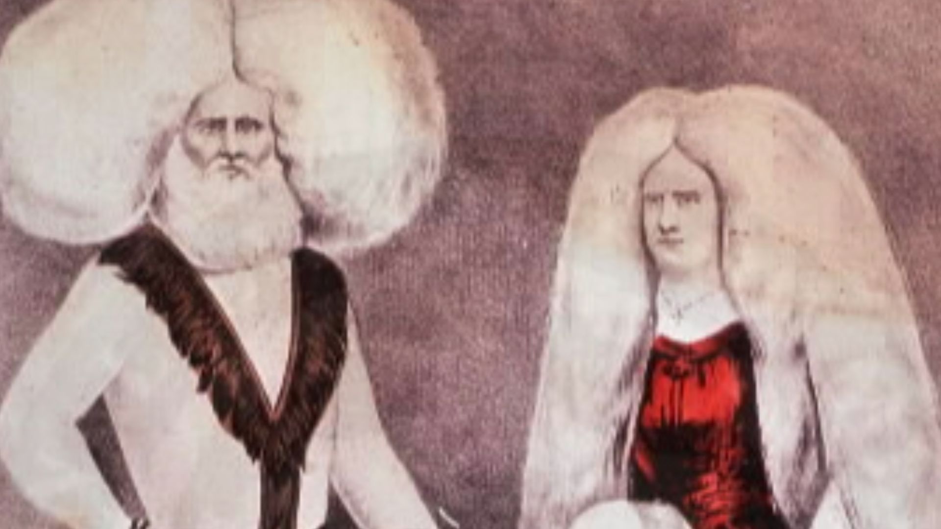 The Wonderful Albino Family. Currier & Ives lithograph of Rudolph Lucasie, his wife and children.