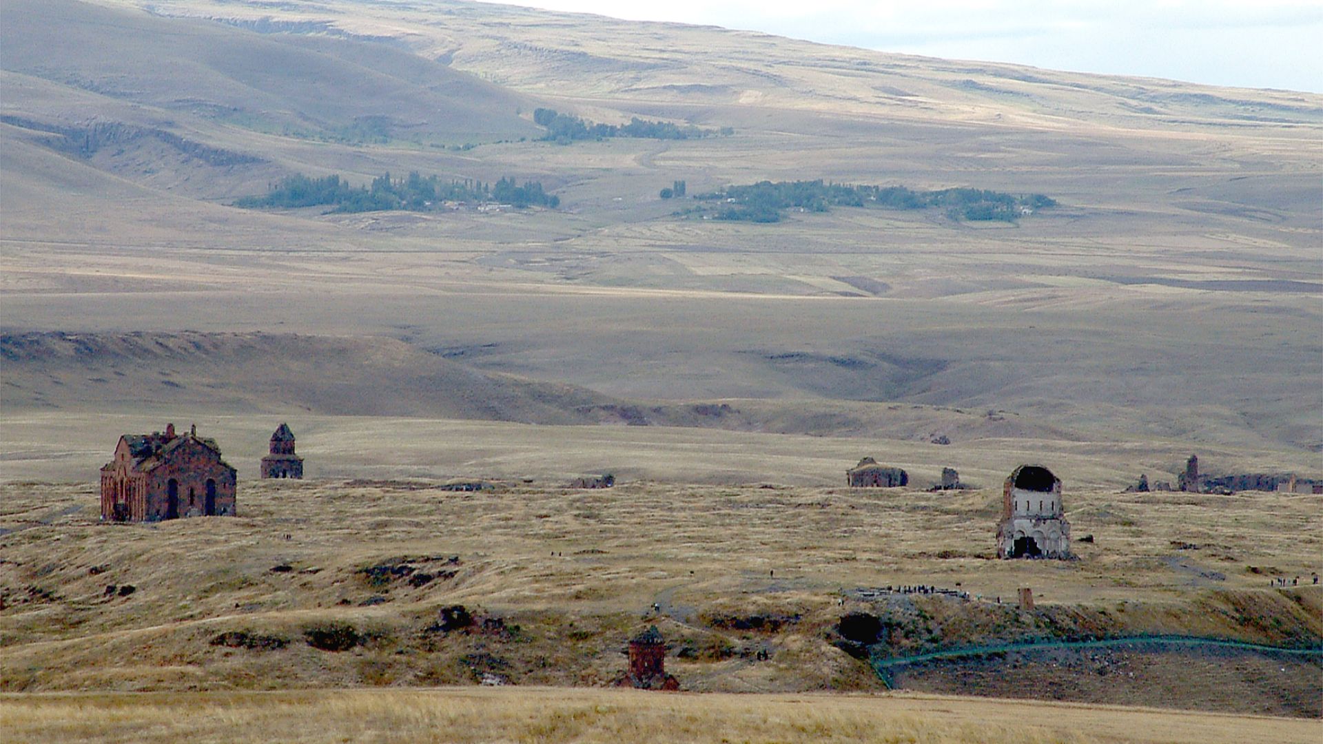 The medieval Armenian city of Ani now in Turkey as viewed from Armenia.