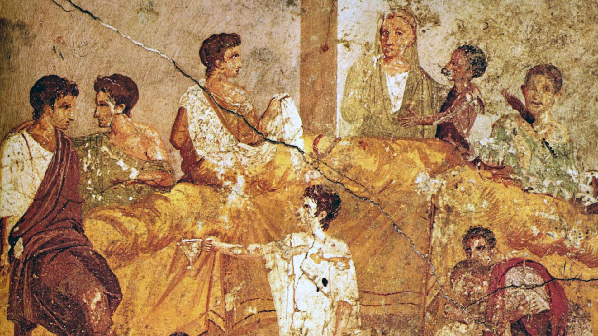 Painting from Pompeii, now in the Museo Archeologico Nazionale (Naples), showing a banquet or family ceremony