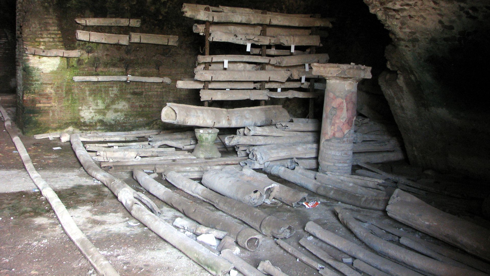 Ancient roman lead pipes in Ostia Antica