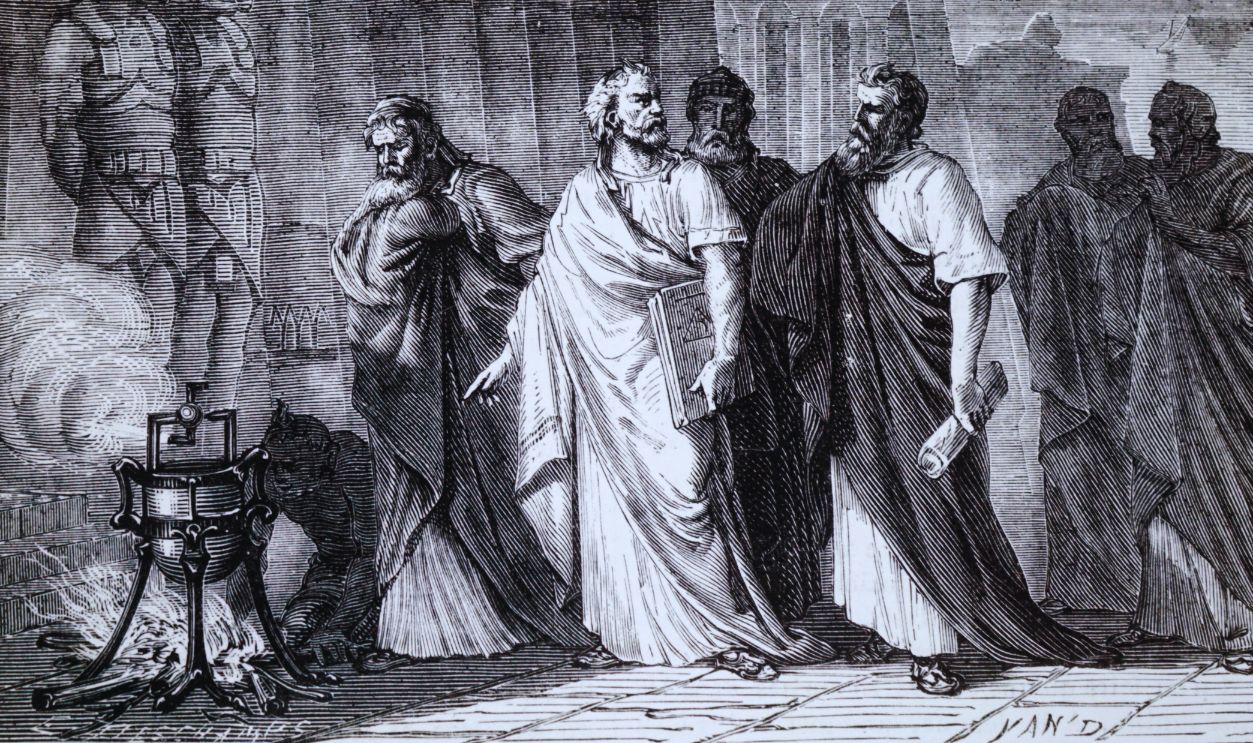 Gettyimages - 921898304, Hero of Alexandria demonstrating his aeolipile. Engraving depicting Hero of Alexandria demonstrating his aeolipile. Hero of Alexandria (10 AD- c. 70 AD) a Roman Egyptian mathematician and engineer. Dated 19th century. 