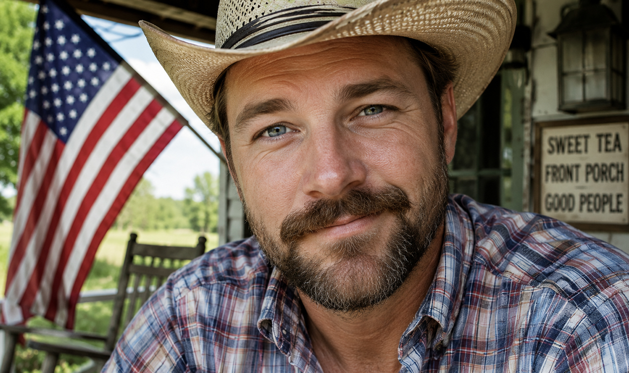 A man in a plaid shirt and a cowboy hat