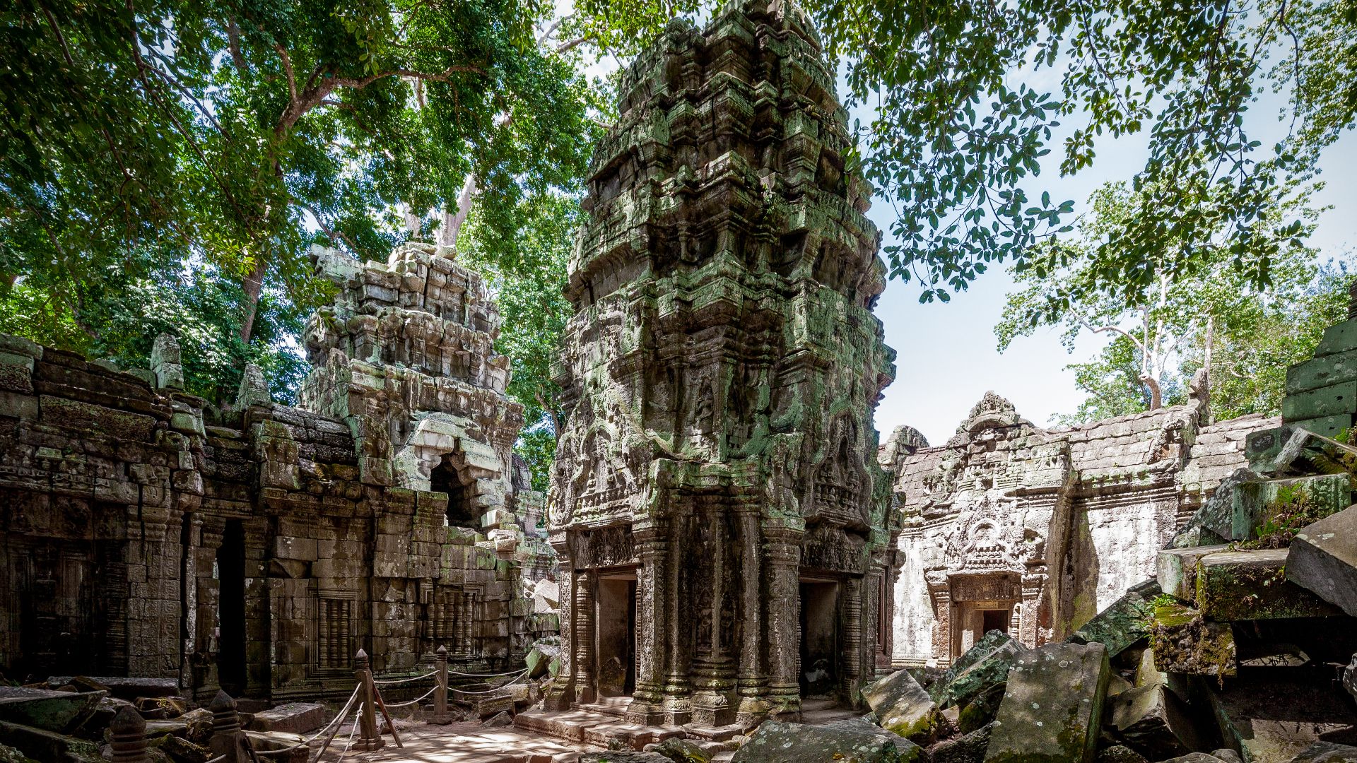 Ta Prohm (Khmer: ប្រាសាទតាព្រហ្ម, pronunciation: prasat taprohm) is the modern name of the temple at Angkor, Siem Reap Province, Cambodia, built in the Bayon style largely in the late 12th and early 13th centuries and originally called Rajavihara (in Khme