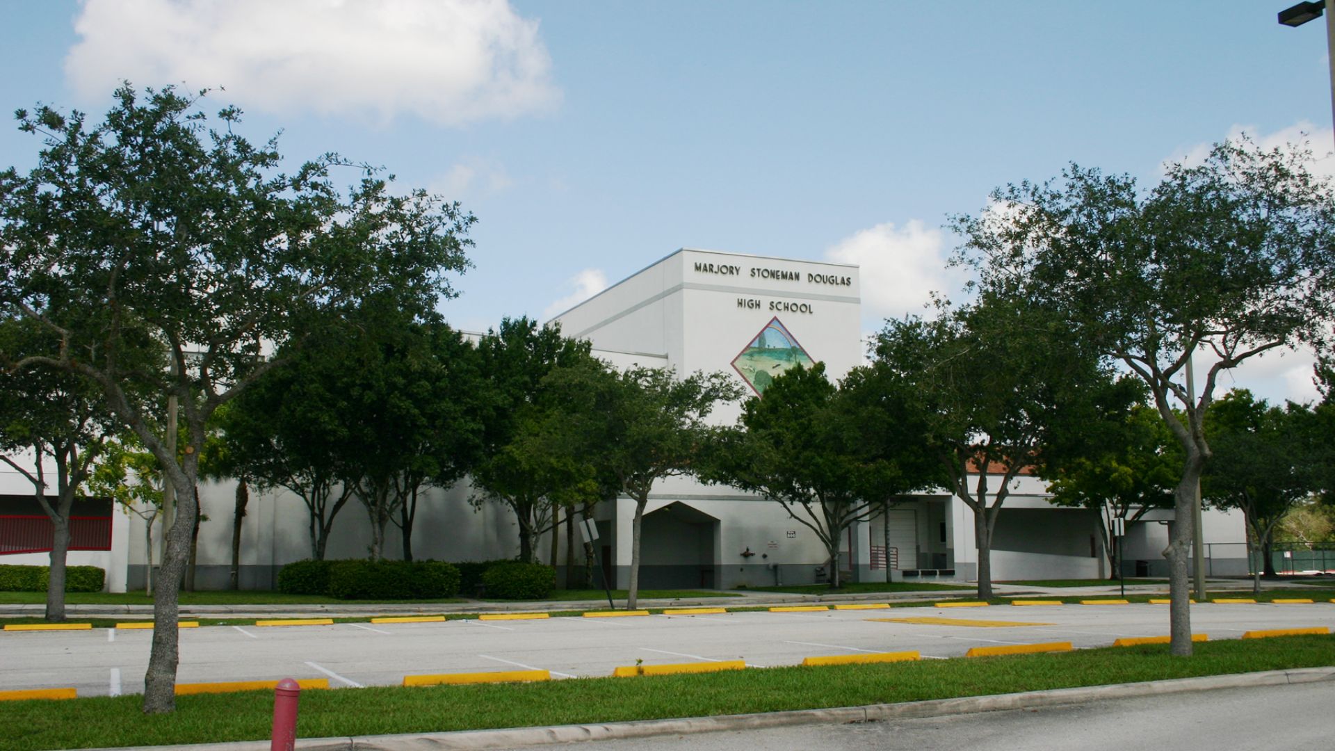 The front side of Marjory Stoneman Douglas High School, located in Parkland, Florida.