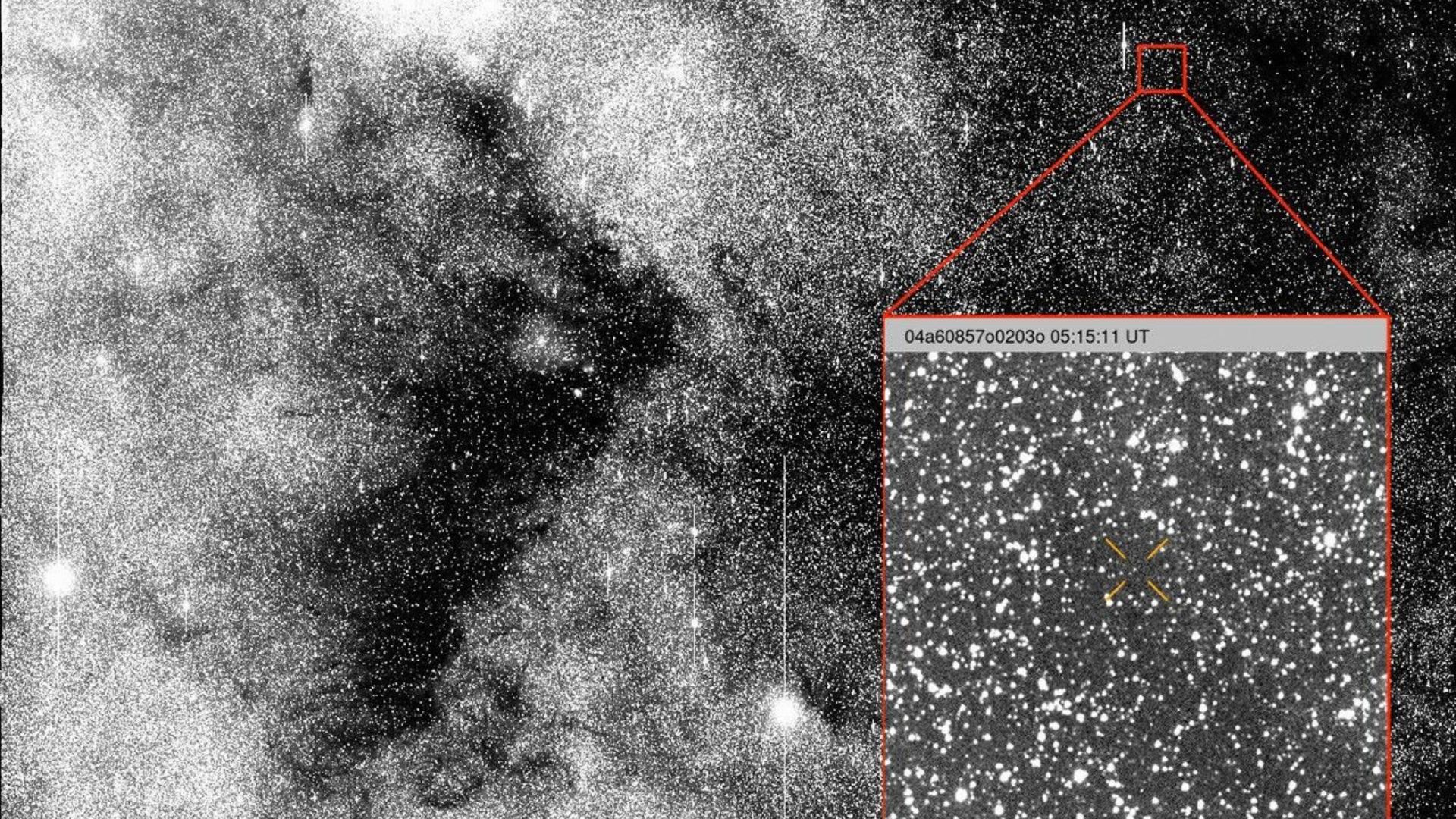 This image shows the observation of comet 3I/ATLAS when it was discovered on July 1, 2025. The NASA-funded ATLAS survey telescope in Chile first reported that the comet originated from interstellar space.