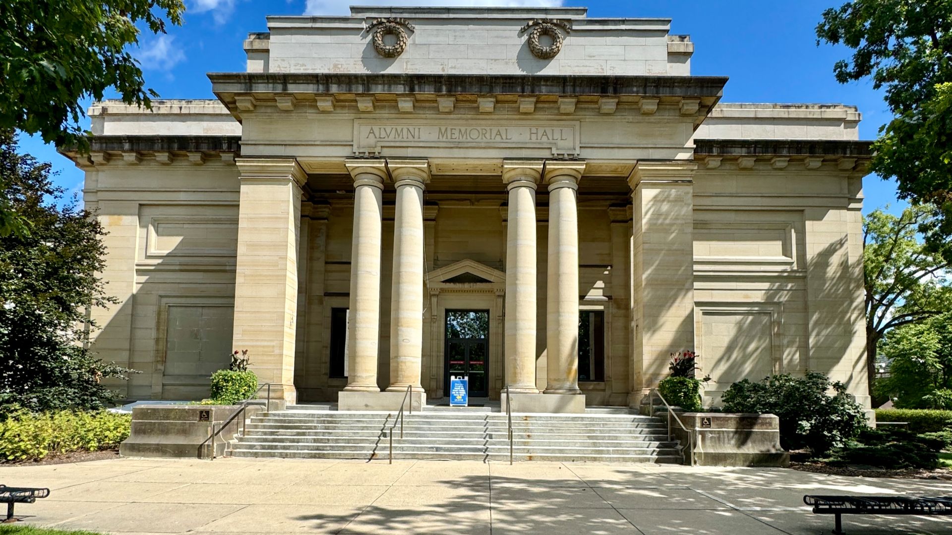 Built in 1908-1910, this Classical Revival-style building was designed by Donaldson and Meier to serve as the Alumni Memorial Hall for the University of Michigan, home to the university’s alumni department, which moved out of the building in 1967 due to t