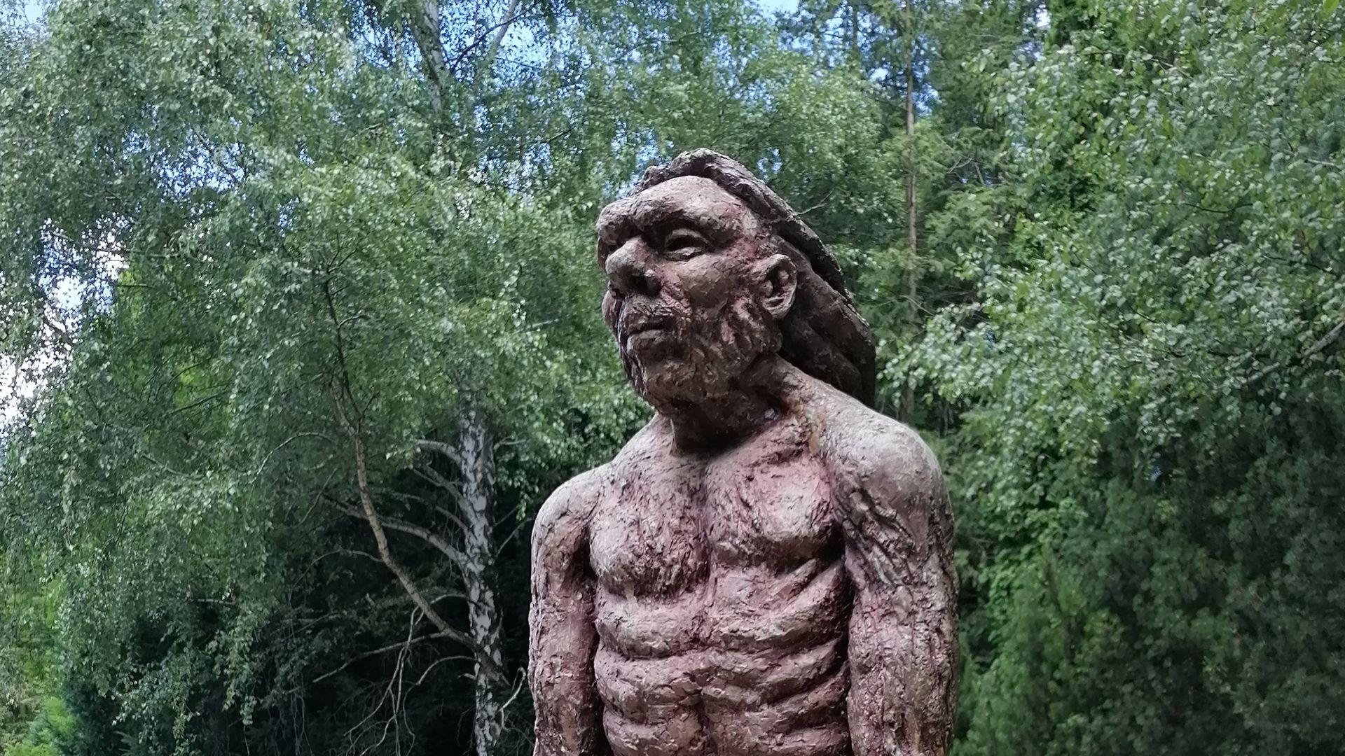 Neanderthal (reconstruction), Silesian Zoological Garden, Chorzów, Poland.