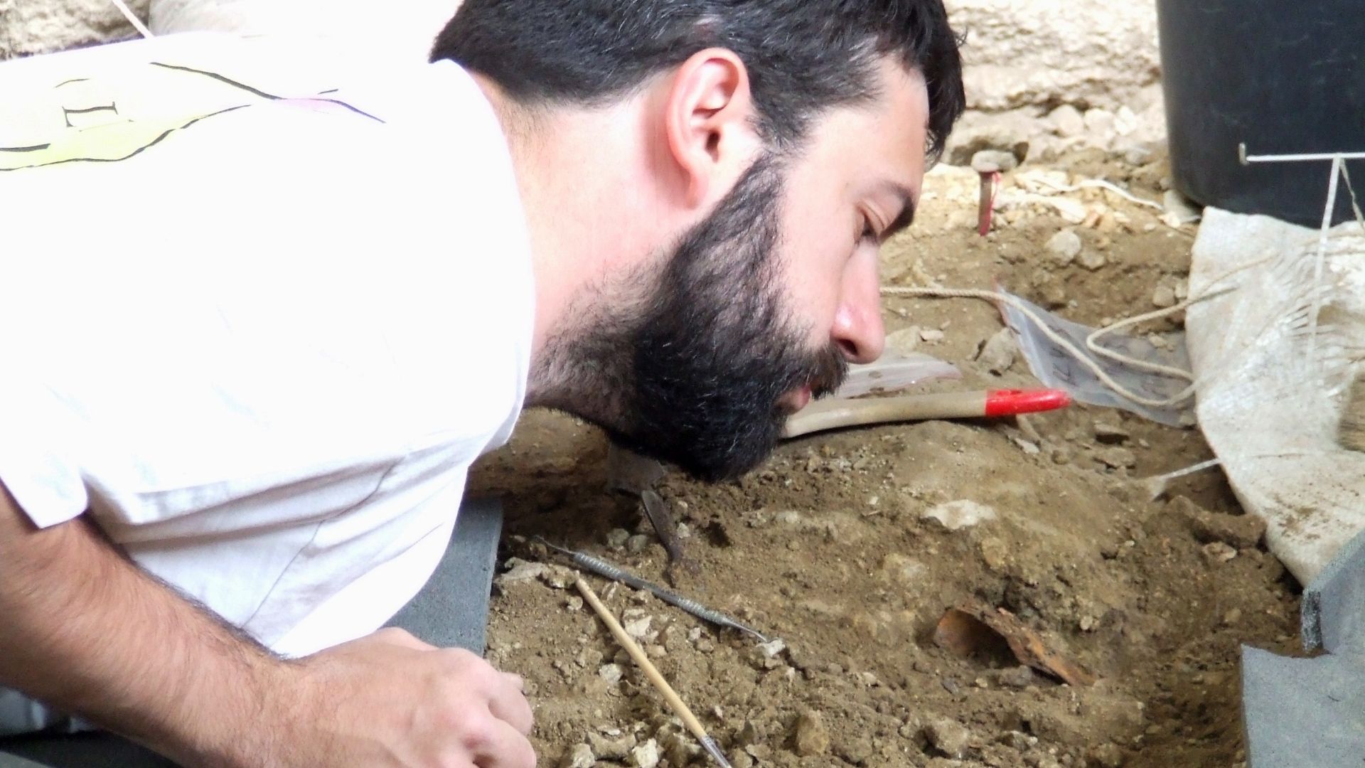 Excavations of Upper Paleolithic archeological layer (Gravettian cultural tradition - Cro-Magnons) at the shelter-cave site of Buran-Kaya in Bilohirsk Raion in Crimea carried out by conjoint team of Ukrainian and French archeologists in the summer of year