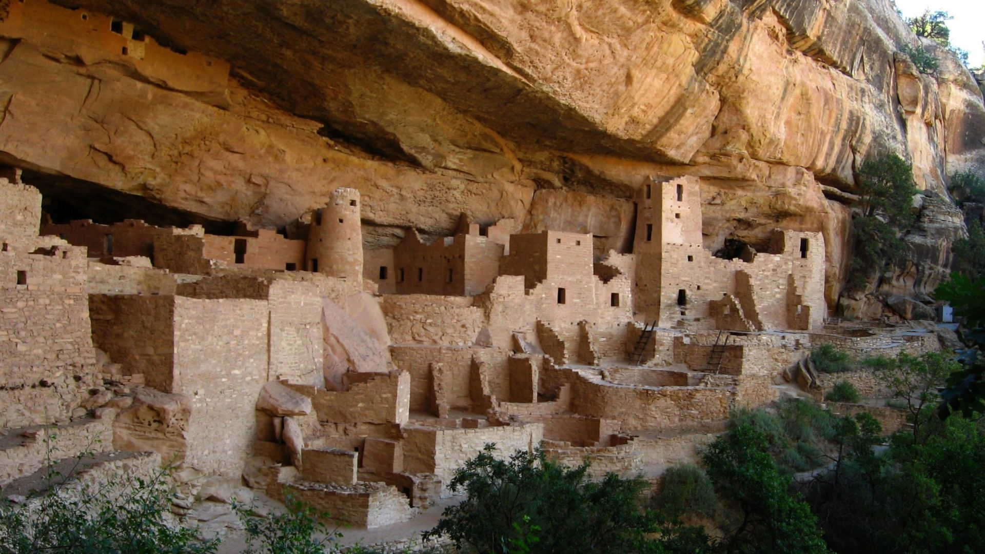 View of Cliff Palace at the first stop on the tour. Cliff Palace is the largest cliff dwelling in North America. The Ancient Pueblo structure is located in Mesa Verde National Park, in the southwest corner of the U.S. state of Colorado, home to the Ancest