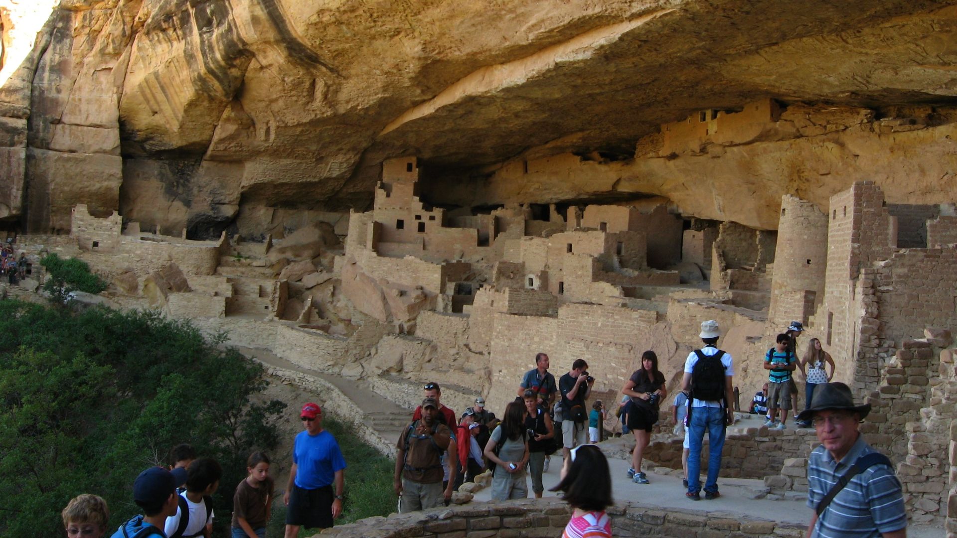 Leaving Cliff Palace at the conclusion of the tour. Cliff Palace is the largest cliff dwelling in North America. The Ancient Pueblo structure is located in Mesa Verde National Park, in the southwest corner of the U.S. state of Colorado, home to the Ancest