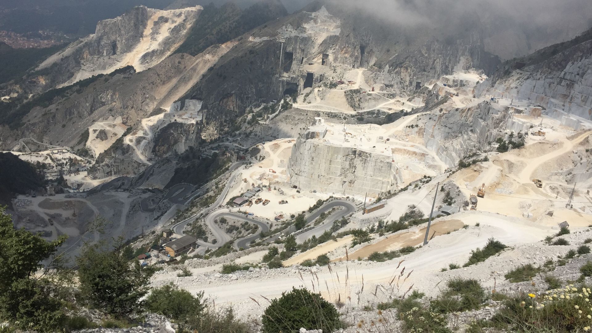 The hill face of one part of the quarries of Carrara