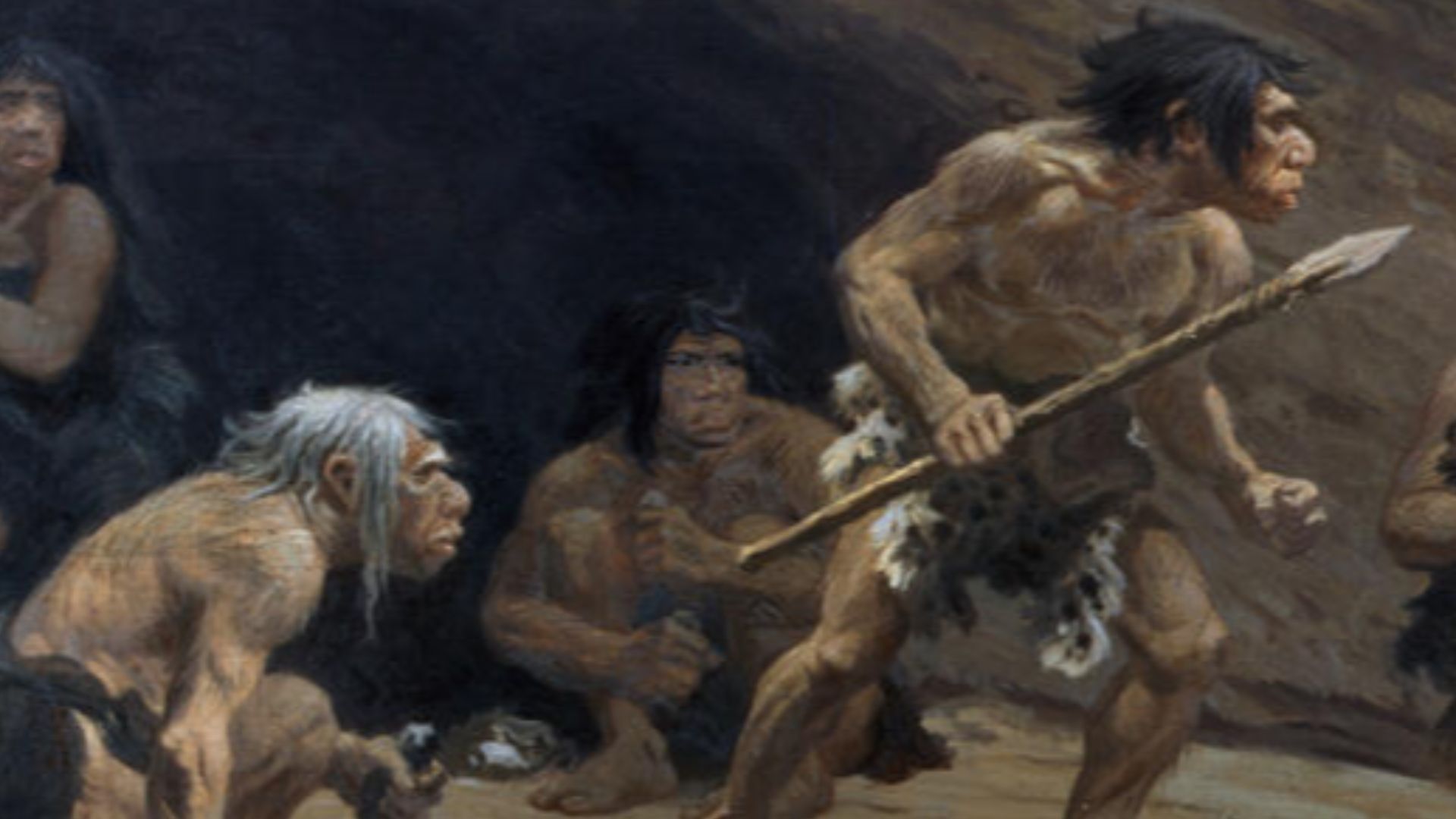 Mural of a Neanderthal family