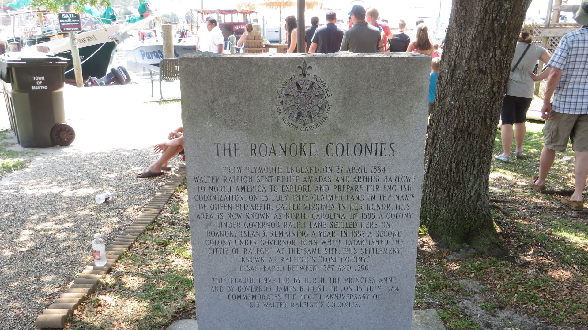 The Roanoke Colony on Roanoke Island in Dare County, present-day North Carolina, United States, was a late 16th-century attempt by Queen Elizabeth I to establish a permanent English settlement. The enterprise was financed and organized originally by Sir H