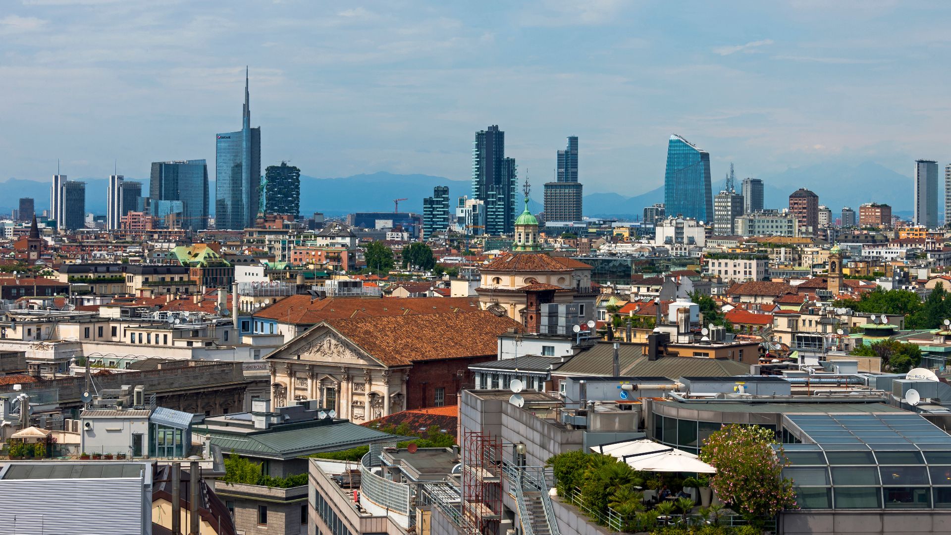Milan skyline from roof of the Duomo