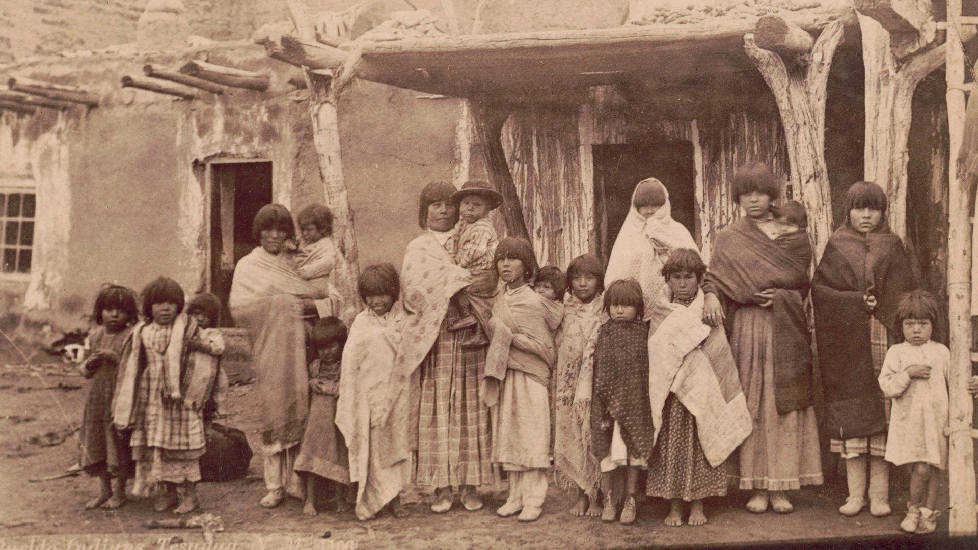 Title: Pueblo Indians, Tesuqua [i.e., Tesuque], N.M.
Abstract/medium: 1 photograph : albumen on card mount ; photo 11.2 x 17.6 cm, on mount 12.6 x 20.2 cm.