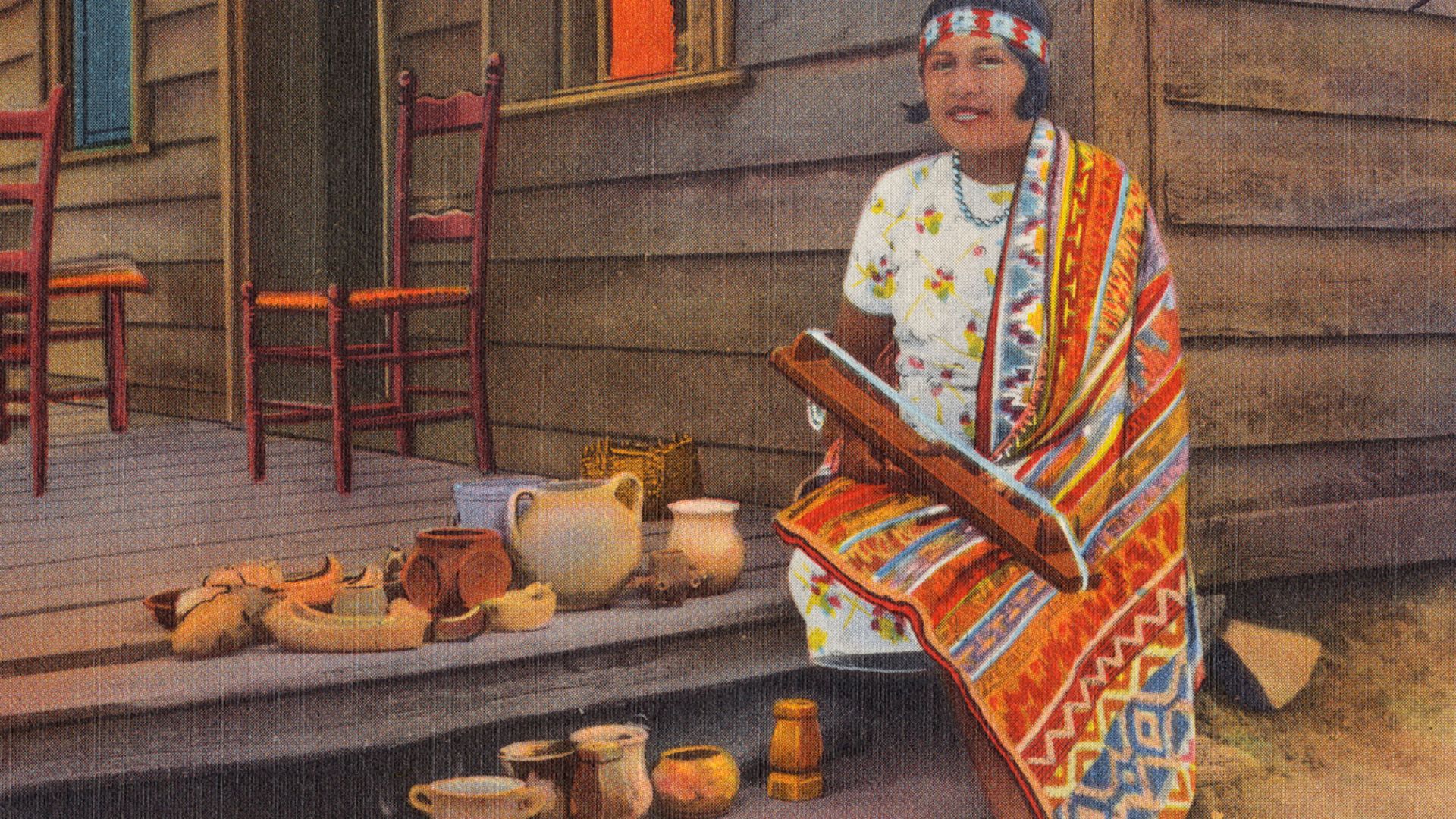 File name: 06_10_015728
Title: Cherokee Indian pottery and bread worker -- Cherokee Indian Reservation, North Carolina
Created/Published: Pub. by Standard Souvenirs & Novelties, Inc., Knoxville, Tenn.
Date issued: 1930 - 1945 (approximate)
Physical descri