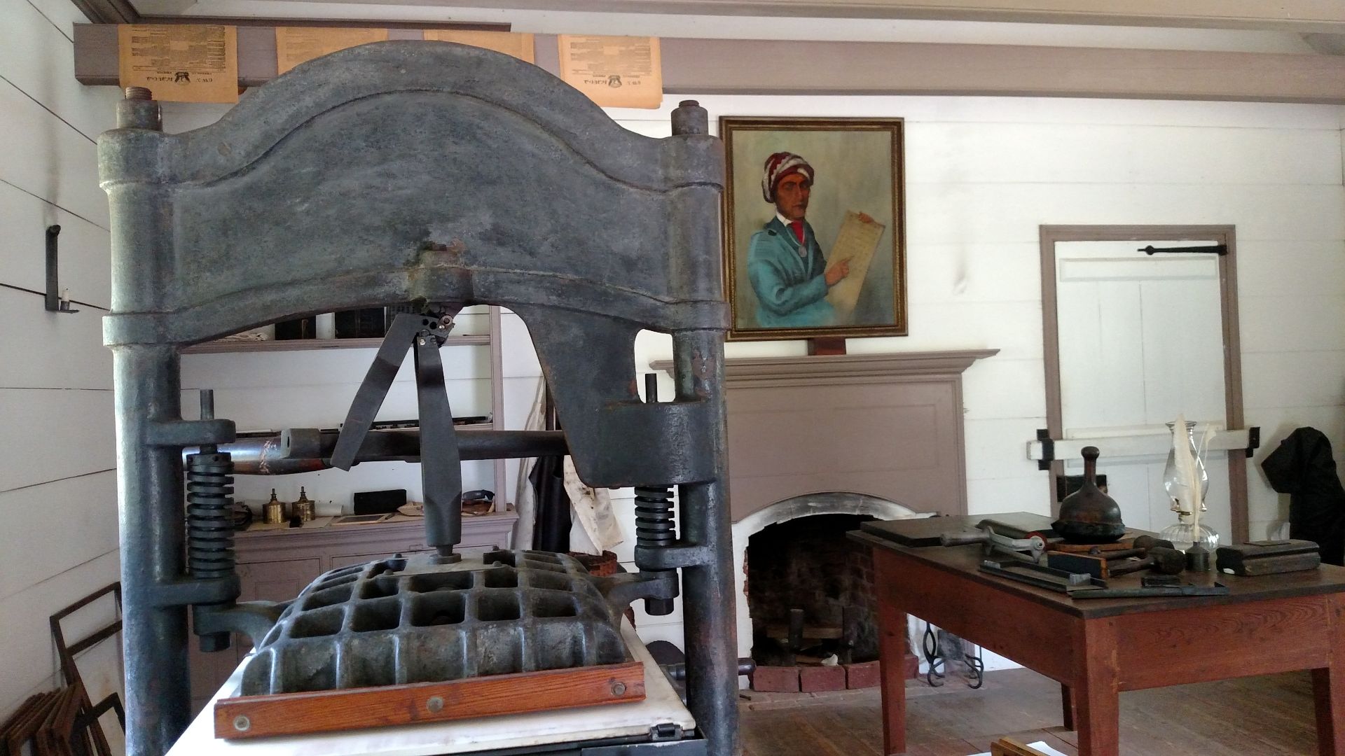 Historic Cherokee printing press and desk at New Echota in Gordon County, Georgia
Historic Cherokee printing press and desk at New Echota in Gordon County, Georgia; https://www.nps.gov/places/new-echota-state-park.htm
Keywords: trte; trail of tears nation